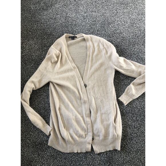 James Perse Cashmere Sweater Cardigan Women Size 0 Snap Up Preppy Beige D - Picture 1 of 10
